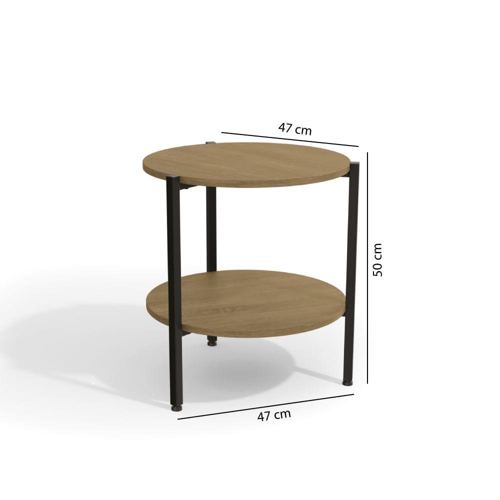 Kit Quarto Industrial com Mesa Estante/Nicho e Mesa de Cabeceira - Freijó/Preto - 8