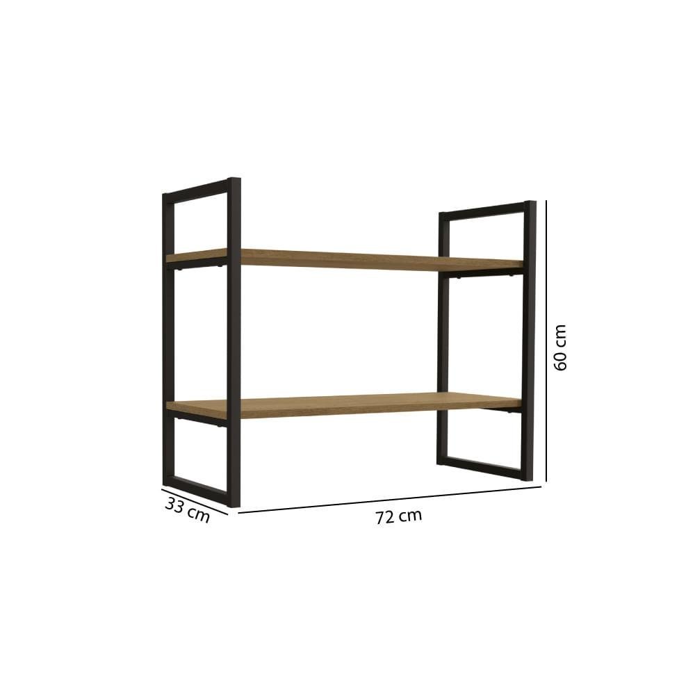 Kit Quarto Industrial com Mesa Estante/Nicho e Mesa de Cabeceira - Freijó/Preto - 7