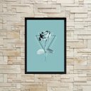 Ver imagem 2 de Quadro Flor Rosa Azul Tiffany Geométrico 45x34cm - com vidro:Madeira branca