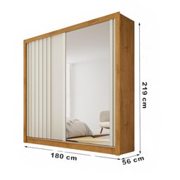 Guarda Roupa Lugano 1 Porta Espelhada Mdf - Mademarcs - 5