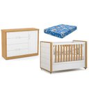Ver imagem 1 de Berço Americano com Capitonê New Boucle e Cômoda Infantil Tutto New Freijó Branco Acetinado e Colchã
