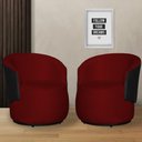 Ver imagem 1 de Kit 2 Poltronas Organica Beatriz Suede Vermelho C/ Composê Corano Preto - Lm Decor