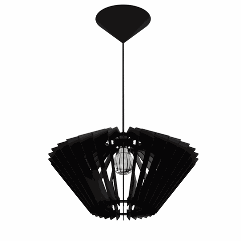 Luminária Teto tipo Pendente ORNAMENTAL MDF - Completa - Cor: Preta