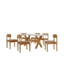 Ver imagem 2 de Conjunto de Mesa Jantar Bellini Tampo 180cm Laqueado Canto Moeda 6 Cadeiras Off White Tutim/Imbuia Natural/Cinamomo Imbuia/Laqueado Marrom