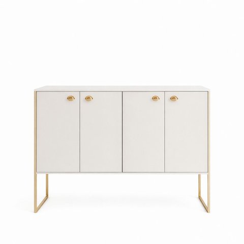 Aparador Buffet Multiuso 4 Portas em Mdf – Armário Decorativo para Sala, Sala de Jantar ou Hall:bran