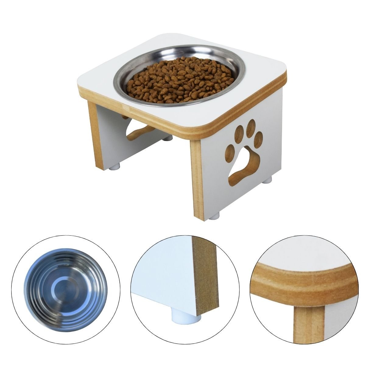 Comedouro Elevado Pet Cachorro Mdf Linha Básica - Branco