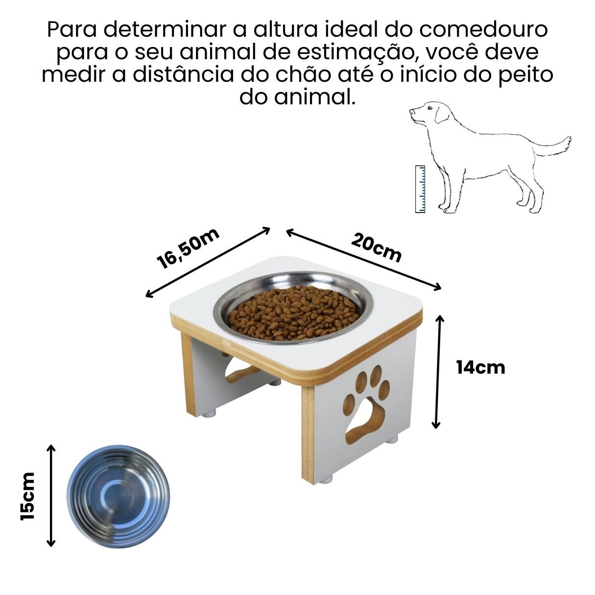 Comedouro Elevado Pet Cachorro Mdf Linha Básica - Branco - 2