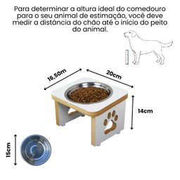 Comedouro Elevado Pet Cachorro Mdf Linha Básica - Branco - 2
