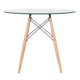 KIT - Mesa Eames com tampo de vidro 90 cm + 2 cadeiras Eiffel DSW Verde escuro - 3