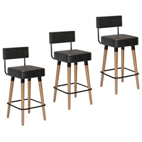 Kit com 3 Banqueta Barcelona - Couríssimo Preto