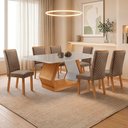 Ver imagem 2 de Mesa de Jantar Alvorada 180cm Tampo Mdf Vidro Canto Copo com 6 Cadeiras Lira