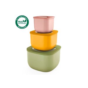 Conjunnto de 3 Potes Herméticos Fundos para Freezer ou Microondas 19,5 X19,5 X H12,3 Cm - 750/1550/2
