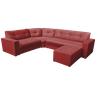Canto Oriente Com Chaise - Suede Liso - 6 Lugares - Vermelho - 2