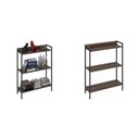 Ver imagem 4 de Kit 2 Estantes para Livros Industrial 3 Prateleiras 160CMX104CM Active Yescasa Marrom/Nogal