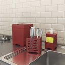 Ver imagem 2 de Kit Pia 3 Peças Lixeira Dispenser Porta Talher Cozinha - Stolf