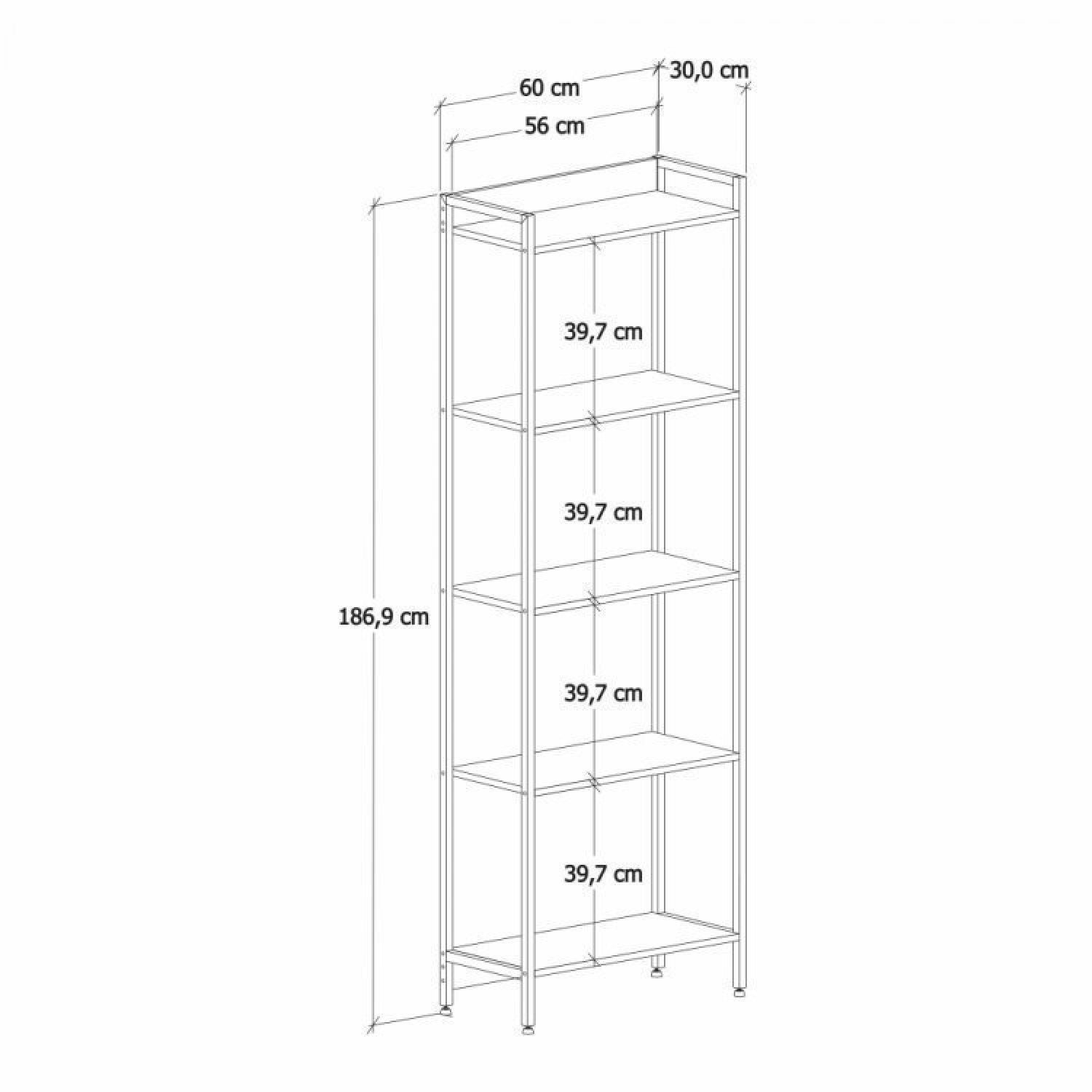 Kit 2 Estantes para Livros Altas Industrial Aço 5 Prateleiras 187cmx60cm Active Yescasa - 2