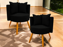 Ver imagem 1 de Kit 2 Poltronas Isah – Decorativas e Estofadas de Luxo - Preto