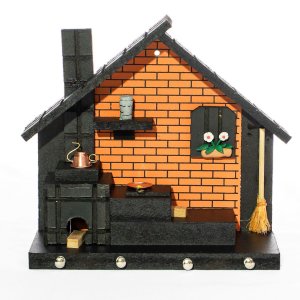 Porta Chaves de Parede Casinha Mineira Artesanal G Laranja