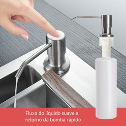 Dispenser Detergente Porta Sabonete Liquido Embutir 500ml Inox 304 Escovado - 4