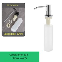 Dispenser Detergente Porta Sabonete Liquido Embutir 500ml Inox 304 Escovado - 2
