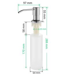 Dispenser Detergente Porta Sabonete Liquido Embutir 500ml Inox 304 Escovado - 8