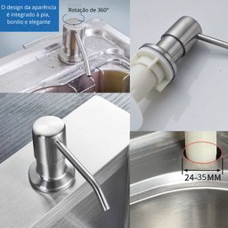 Dispenser Detergente Porta Sabonete Liquido Embutir 500ml Inox 304 Escovado - 7