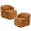 Ver imagem 1 de Kit 02 Poltronas Decorativas Giratória Orgânica Sala Living Barolo L06 Couríssimo Whisky - Lyam Deco