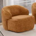 Ver imagem 2 de Kit 02 Poltronas Decorativas Giratória Orgânica Sala Living Barolo L06 Couríssimo Whisky - Lyam Deco