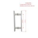 Ver imagem 3 de Puxador H duplo 30x20cm reto barra chata para porta de vidro e portão - Branco