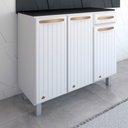 Ver imagem 5 de Armário de Cozinha em Aço Steel com Tampo 3 Portas 1 Gaveta Branco - Panorama Móveis