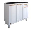 Ver imagem 3 de Armário de Cozinha em Aço Steel com Tampo 3 Portas 1 Gaveta Branco - Panorama Móveis