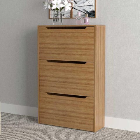 Sapateira Vertical Multiuso 71,5cm X 117cm com 3 Portas Cor:amêndoa