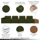 Ver imagem 3 de Sofá Ilha com Encosto e Almofadas Móveis Olimpo 505cm Modulado Linho/pu Verde/caramelo G45 - Gran Be
