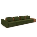 Ver imagem 2 de Sofá Ilha com Encosto e Almofadas Móveis Olimpo 505cm Modulado Linho/pu Verde/caramelo G45 - Gran Be