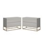Conjunto 2 mesa de cabeceira eros industrial 60CM off white / dourado - 1