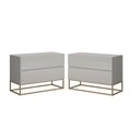 Ver imagem 1 de Conjunto 2 mesa de cabeceira eros industrial 60CM off white / dourado
