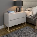 Ver imagem 3 de Conjunto 2 mesa de cabeceira eros industrial 60CM off white / dourado