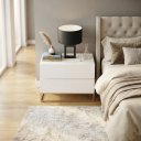 Ver imagem 2 de Kit Mesas de Cabeceira Moderna Eros 60cm MDF 2 Gavetas Espaçosas Estilo Industrial Pé Metal Dourado