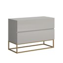 Ver imagem 4 de Kit Mesas de Cabeceira Moderna Eros 60cm MDF 2 Gavetas Espaçosas Estilo Industrial Pé Metal Dourado