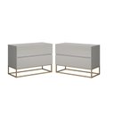Ver imagem 2 de Kit Mesas de Cabeceira Moderna Eros 60cm MDF 2 Gavetas Espaçosas Estilo Industrial Pé Metal Dourado