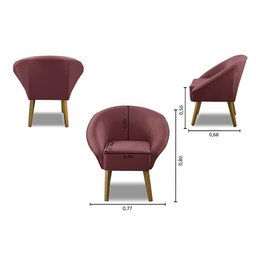 Kit 2 Poltronas Para Sala Decorativa Milena Veludo Rosê Adonai Estofados - 2