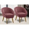 Kit 2 Poltronas Para Sala Decorativa Milena Veludo Rosê Adonai Estofados - 1