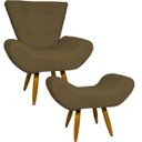 Ver imagem 1 de Kit Poltrona Decorativa Para Sala Recepção Escritório Consultório + Puff Emilia Suede