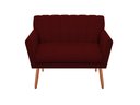 Ver imagem 1 de Namoradeira Decorativa Cecília Suede Marsala 2 Lugares Pés Madeira Mz Decor
