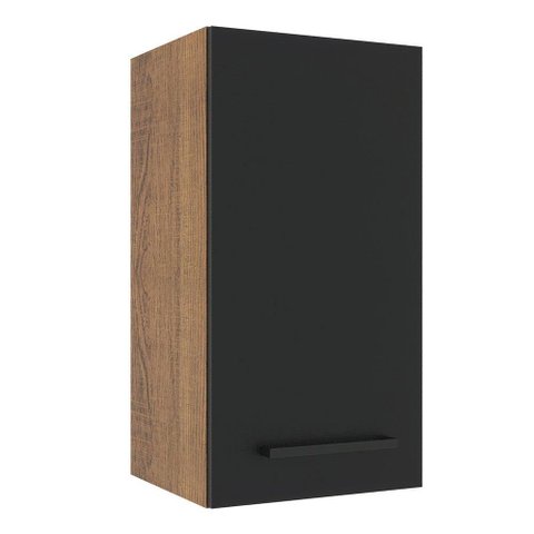 Armário de Cozinha Aéreo 35 cm 1 Porta Rustic/Preto Agata Madesa