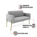 Ver imagem 3 de Sofá Namoradeira 2 Lugares Pé de Ferro Dourado Marisa Suede Cinza D03 - D'Rossi
