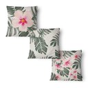 Ver imagem 1 de Kit 3 Capas de Almofada 43x43cm - Floral - Tecido Veludo 100% Poliéster