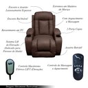 Ver imagem 3 de Poltrona do Papai Miami Elevação Lift 150º Massagem Aquecimento Idoso PU Marrom Chocolate G31 - Enca