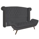 Ver imagem 1 de Cabeceira Cama Box Casal King 195cm Provença com Calçadeira Vêneto P02 Veludo Chumbo - Mpozenato