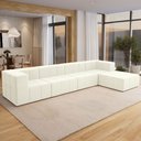 Ver imagem 3 de Sofá 4 Lugares para Sala Living Modular com Puff 352cm Lancaster F04 Veludo Bege - Lyam Decor